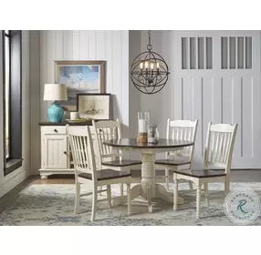 British Isles Chalk Cocoa Bean Slat Back Side Chair Set of 2