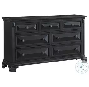 Sumner Distressed Black 7 Drawer Dresser