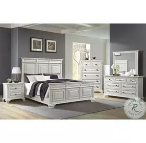 Sumner Antique White King Panel Bed