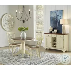 British Isles Merlot Buttermilk 42" Extendable Double Drop Leaf Round Dining Table