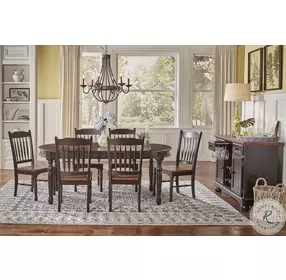 British Isles Oak Black Slat Back Side Chair Set of 2