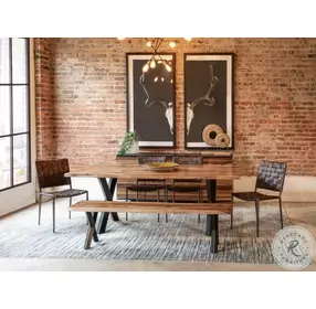 Elliston Natural And Black Powder Coat Live Edge 80" Dining Table