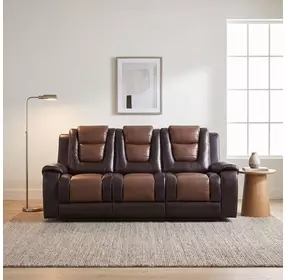Briscoe Light And Dark Brown 86" Double Reclining Sofa