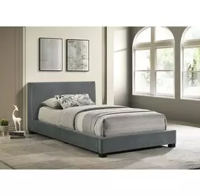 Natalie Gray and Espresso Twin Upholstered Panel Bed