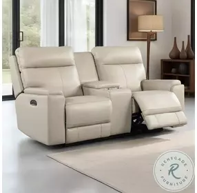 Bryluxe Taupe Leather 76" Lay Flat Power Reclining Console Loveseat with Power Headrest and USB Charging