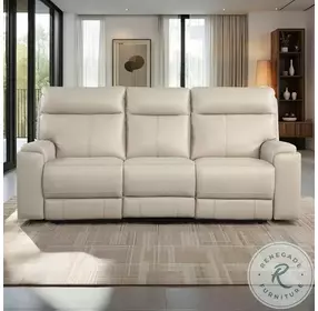 Bryluxe Taupe Leather 85" Lay Flat Power Reclining Sofa with Power Headrest and USB Charging