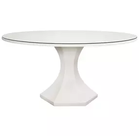 Bryce Textured White Linen Hexagonal Base 60" Dining Table