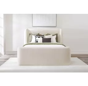 Shiloh White Mocha Performance Fabric King Upholstered Platform Bed