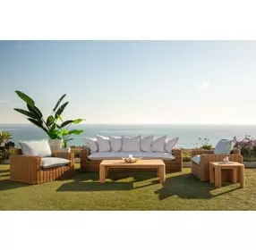 Playa Soothe Pearl 113" Outdoor Sofa with Flange Welt