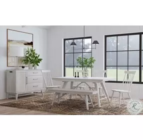 Bayside White Extendable Trestle Dining Table