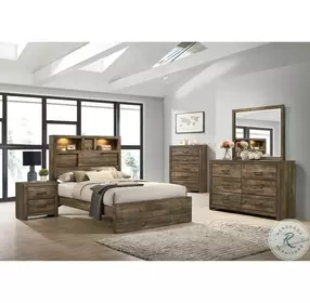 Beckett Walnut Full Bookcase Panel Bed