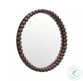 Baria Walnut Finish Round Wall Mirror