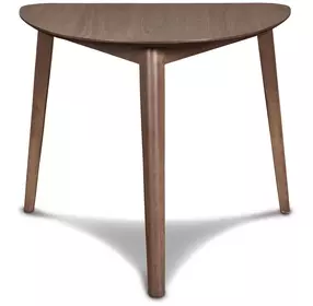 Oscar Walnut and Teal 35" Triangular Corner Dining Set with 2 Cushion Chairs