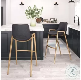 Desi Black and Gold Bar Stool Set of 2