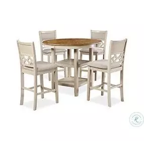 Mitchell Two Tone Bisque And Brown 5 Piece Counter Height Dining Set