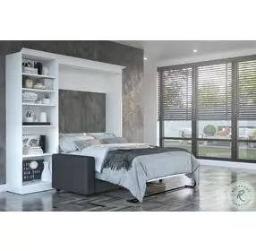 Versatile White 90" Full Sofa Murphy Bed With Storage Unit