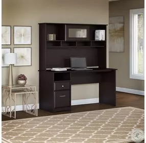 Cabot Espresso Oak Rectangular Computer Desk with Hutch