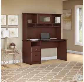 Cabot Harvest Cherry Rectangular Computer Desk with Hutch