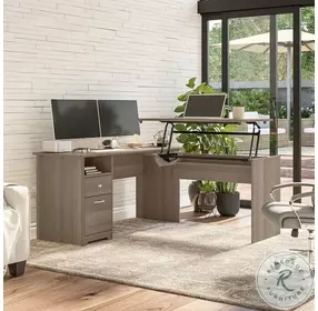 Cabot Ash Gray 60" 3 Position Sit to Stand L Shaped Desk