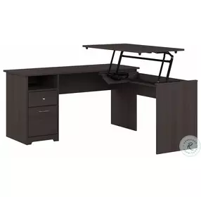 Cabot Heather Gray 60" 3 Position Sit to Stand L Shaped Home Office Set