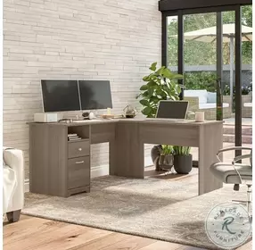 Cabot Ash Gray 60" L Shaped Computer Desk with Drawer