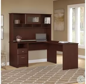 Cabot Harvest Cherry L Shaped Computer Desk with Hutch