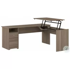 Cabot Ash Gray 72" 3 Position Sit to Stand L Shaped Home Office Set