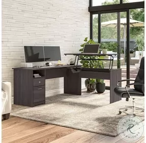 Cabot Heather Gray 72" 3 Position Sit to Stand L Shaped Desk