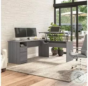 Cabot Modern Gray 72" 3 Position Sit to Stand L Shaped Desk