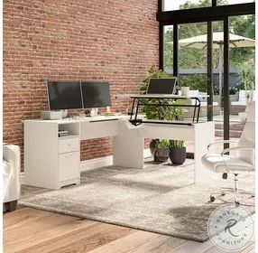 Cabot White 72" 3 Position Sit to Stand L Shaped Desk