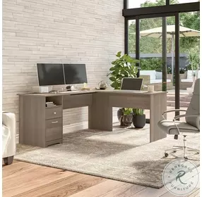 Cabot Ash Gray 72" L Shaped Computer Desk with Drawer
