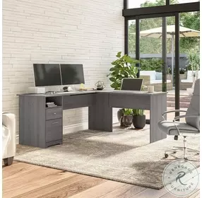 Cabot Modern Gray 72" L Shaped Computer Desk with Drawer