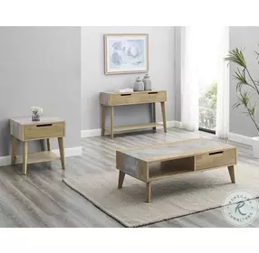 Calgary Gray Sintered Stone And Natural Acacia Sofa Table
