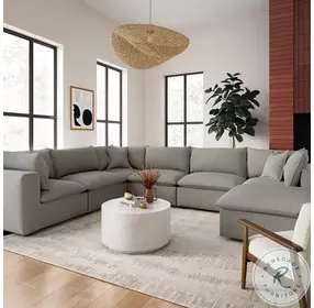 Cali Slate Performance Fabric Ottoman