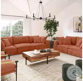 Cali Rust Performance Fabric Modular Loveseat
