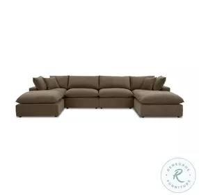 Cali Chocolate Brown Performance Velvet Modular U-Chaise Sectional