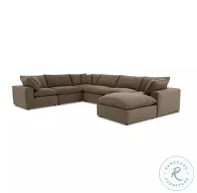 Cali Chocolate Brown Performance Velvet Modular Large Chaise Sectional