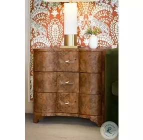 Calvin Dark Burl Wood 3 Drawer Side Table