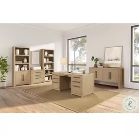 Canyon Drive Light Brown Double Pedestal Executive Desk