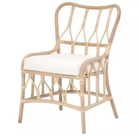 Caprice Blanche Natural Rattan Upholstered Dining Chair Set of 2
