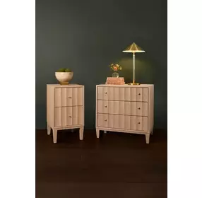 Carmack Cerused Oak Rectangular 3 Drawer Side Table
