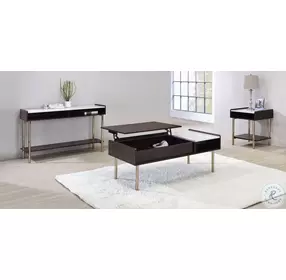 Carrie Walnut And White Marble Lift Top Coffee Table