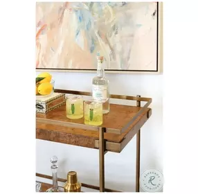 Cash Dark Burl Wood And Antique Brass Bar Cart