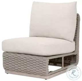 Caspian Ecru Weave Outdoor Performance Fabric Armless Chair