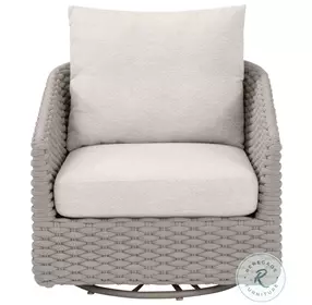 Caspian Ecru Weave Outdoor Performance Fabric Swivel Rocker Sofa Chair