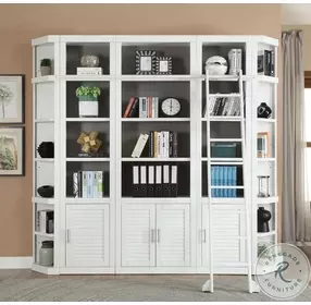 Catalina Cottage White 101" 6 Piece Library Wall with Ladder