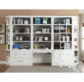 Norwalk Cottage White 9 Piece Workspace Library Wall