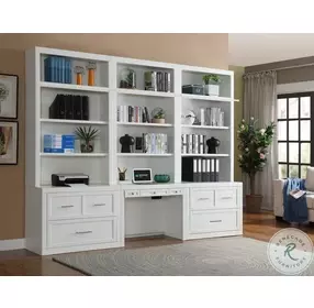 Catalina Cottage White 6 Piece Workspace Library Wall