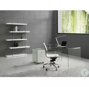 Rio High Gloss White Office Desk