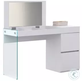 Vetro Il High Gloss White Vanity With Mirror